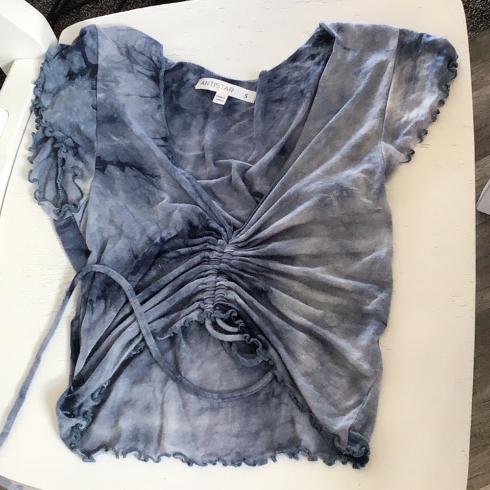 Blue small adjustable crop top